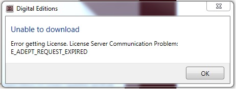 Pop up error message reads E adept request expired