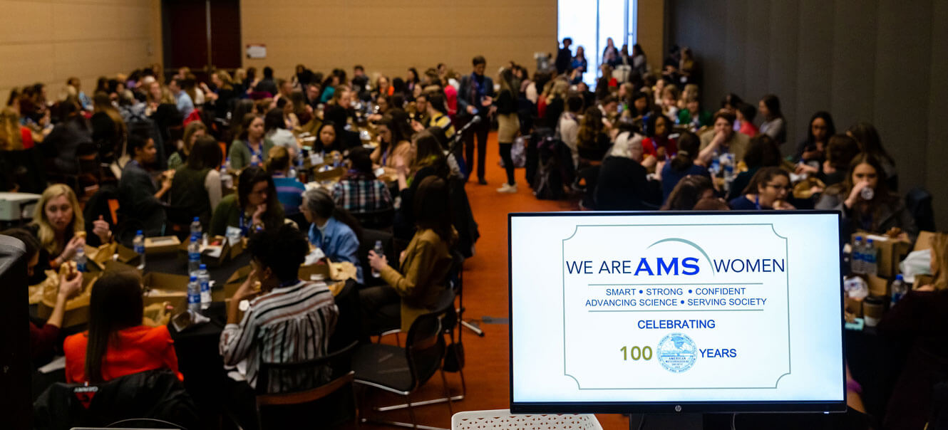 Welcome sign for the 2020 Women's Luncheon displaying the phrase: We Are AMS Women